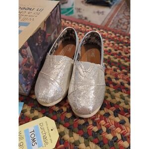 Authentic TOMS Classics Shoes Size Youth 13.5 Silver‎ Glitter